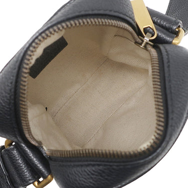 グッチ GUCCI ロゴ プリント ショルダー 574803 ブラック レザー ショルダーバッグ ヴィンテージ金具 黒 シェリーライン