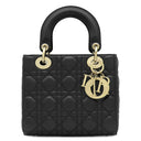 クリスチャン・ディオール Christian Dior レディディオール スモール ブラック ラムスキン 2WAYバッグ ゴールド金具 ショルダー ハンドバッグ カナージュ
