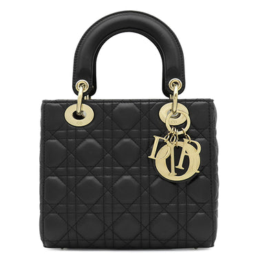 クリスチャン・ディオール Christian Dior レディディオール スモール ブラック ラムスキン 2WAYバッグ ゴールド金具 ショルダー ハンドバッグ カナージュ
