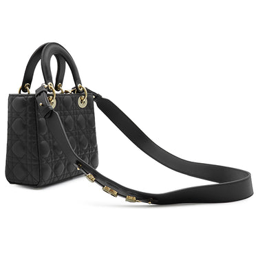 クリスチャン・ディオール Christian Dior レディディオール スモール ブラック ラムスキン 2WAYバッグ ゴールド金具 ショルダー ハンドバッグ カナージュ