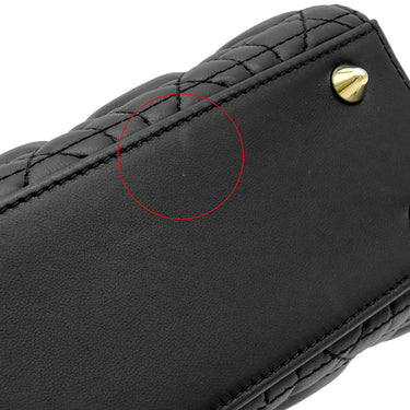 クリスチャン・ディオール Christian Dior レディディオール スモール ブラック ラムスキン 2WAYバッグ ゴールド金具 ショルダー ハンドバッグ カナージュ