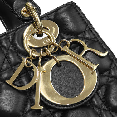 クリスチャン・ディオール Christian Dior レディディオール スモール ブラック ラムスキン 2WAYバッグ ゴールド金具 ショルダー ハンドバッグ カナージュ