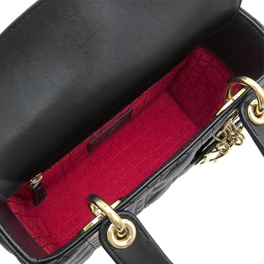 クリスチャン・ディオール Christian Dior レディディオール スモール ブラック ラムスキン 2WAYバッグ ゴールド金具 ショルダー ハンドバッグ カナージュ