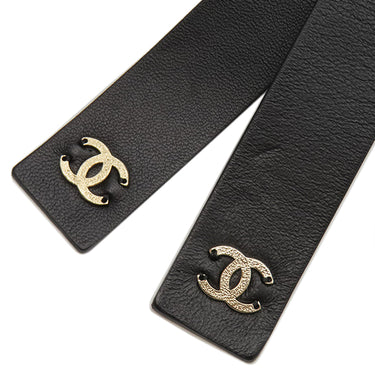 シャネル CHANEL ココマーク チェーンベルト ブラック×ゴールド ラムスキン GP 14039 ベルト レザーリボン