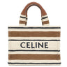 セリーヌ CELINE スモール カバ タイス 199162FO2.14ML ブラウン×マルチカラー コットン レザー 2WAYバッグ ゴールド金具 茶 白 黒 ロゴ ジャガード