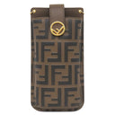 フェンディ FENDI ズッカ柄 フォンポーチ 8M0443 ブラウン レザー ショルダーバッグ ゴールド金具 総柄 フォンホルダー モバイルポーチ