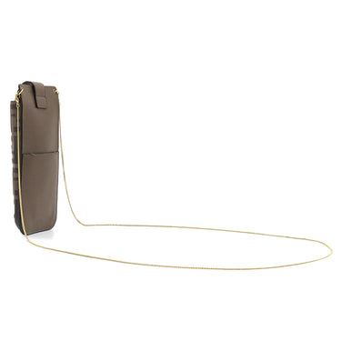 フェンディ FENDI ズッカ柄 フォンポーチ 8M0443 ブラウン レザー ショルダーバッグ ゴールド金具 総柄 フォンホルダー モバイルポーチ