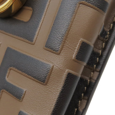 フェンディ FENDI ズッカ柄 フォンポーチ 8M0443 ブラウン レザー ショルダーバッグ ゴールド金具 総柄 フォンホルダー モバイルポーチ