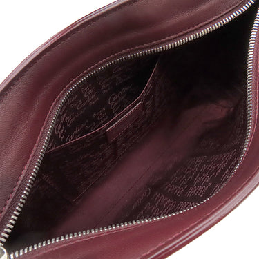 カルティエ Cartier カボション ワンショルダーバッグ ボルドー レザー ハンドバッグ シルバー金具 赤