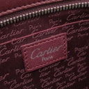 カルティエ Cartier カボション ワンショルダーバッグ ボルドー レザー ハンドバッグ シルバー金具 赤