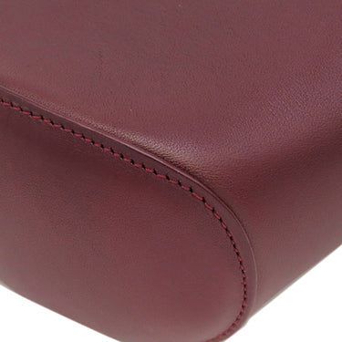 カルティエ Cartier カボション ワンショルダーバッグ ボルドー レザー ハンドバッグ シルバー金具 赤