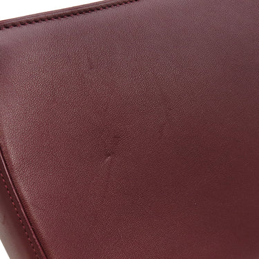 カルティエ Cartier カボション ワンショルダーバッグ ボルドー レザー ハンドバッグ シルバー金具 赤