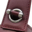 カルティエ Cartier カボション ワンショルダーバッグ ボルドー レザー ハンドバッグ シルバー金具 赤