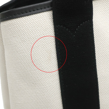 バレンシアガ BALENCIAGA ネイビーカバス S 339933 ナチュラル×ブラック キャンバス レザー トートバッグ シルバー金具 黒 白 ロゴ トート Navy カバ