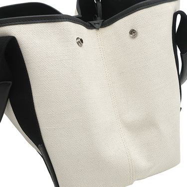 バレンシアガ BALENCIAGA ネイビーカバス S 339933 ナチュラル×ブラック キャンバス レザー トートバッグ シルバー金具 黒 白 ロゴ トート Navy カバ