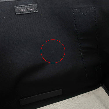 バレンシアガ BALENCIAGA ネイビーカバス S 339933 ナチュラル×ブラック キャンバス レザー トートバッグ シルバー金具 黒 白 ロゴ トート Navy カバ