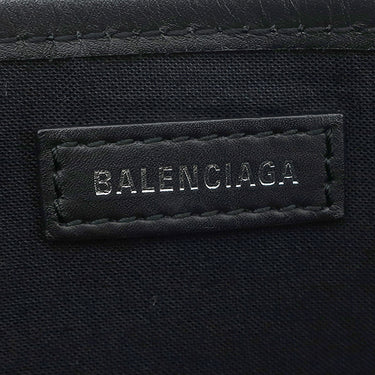 バレンシアガ BALENCIAGA ネイビーカバス S 339933 ナチュラル×ブラック キャンバス レザー トートバッグ シルバー金具 黒 白 ロゴ トート Navy カバ