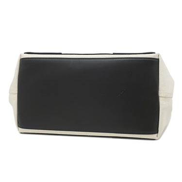 バレンシアガ BALENCIAGA ネイビーカバス S 339933 ナチュラル×ブラック キャンバス レザー トートバッグ シルバー金具 黒 白 ロゴ トート Navy カバ