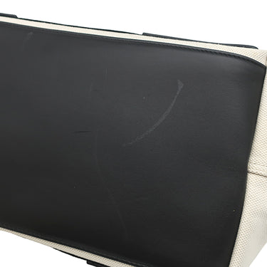 バレンシアガ BALENCIAGA ネイビーカバス S 339933 ナチュラル×ブラック キャンバス レザー トートバッグ シルバー金具 黒 白 ロゴ トート Navy カバ