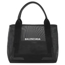 バレンシアガ BALENCIAGA ネイビーカバス S 339933 ブラック ポリエステル ラムスキン ポリエチレンテレフタレート トートバッグ シルバー金具 黒 ロゴ メッシュ トート Navy カバ