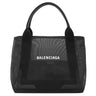 バレンシアガ BALENCIAGA ネイビーカバス S 339933 ブラック ポリエステル ラムスキン ポリエチレンテレフタレート トートバッグ シルバー金具 黒 ロゴ メッシュ トート Navy カバ