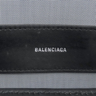 バレンシアガ BALENCIAGA ネイビーカバス S 339933 ブラック ポリエステル ラムスキン ポリエチレンテレフタレート トートバッグ シルバー金具 黒 ロゴ メッシュ トート Navy カバ