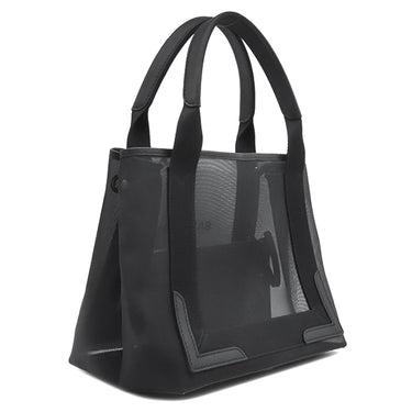 バレンシアガ BALENCIAGA ネイビーカバス S 339933 ブラック ポリエステル ラムスキン ポリエチレンテレフタレート トートバッグ シルバー金具 黒 ロゴ メッシュ トート Navy カバ
