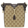 グッチ GUCCI ミニ バケット ショルダー 782919 ベージュ×エボニー GGキャンバス レザー ショルダーバッグ ゴールド金具 ブラウン ウェブストライプ