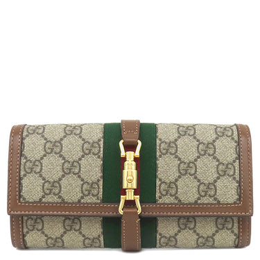 グッチ GUCCI ジャッキー1961 チェーン付き ウォレット 652681 ベージュ×エボニー GGスプリームキャンバス レザー チェーンウォレット ゴールド金具