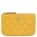シャネル CHANEL クラシック スモール ジップ ポーチ AP4020 イエロー キャビアスキン ポーチ ゴールド金具 ココマーク