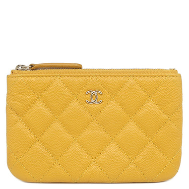 シャネル CHANEL クラシック スモール ジップ ポーチ AP4020 イエロー キャビアスキン ポーチ ゴールド金具 ココマーク