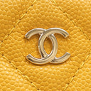 シャネル CHANEL クラシック スモール ジップ ポーチ AP4020 イエロー キャビアスキン ポーチ ゴールド金具 ココマーク