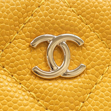シャネル CHANEL クラシック スモール ジップ ポーチ AP4020 イエロー キャビアスキン ポーチ ゴールド金具 ココマーク