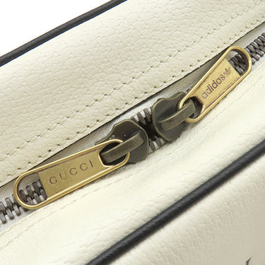 グッチ GUCCI adidasコラボ ミニ ボストン 702397 ホワイト レザー ボストンバッグ ヴィンテージ金具 白 黒 アディダス ショルダーストラップ欠品