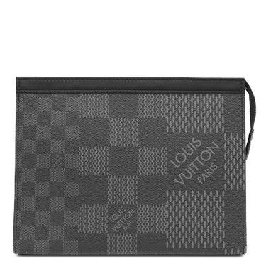 ルイヴィトン LOUIS VUITTON ポシェット ヴォワヤージュ MM N60444 ブラック×グレー レザー ダミエグラフィット3Dキャンバス クラッチバッグ シルバー金具 セカンドバッグ