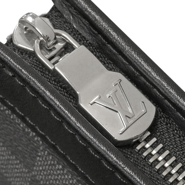 ルイヴィトン LOUIS VUITTON ポシェット ヴォワヤージュ MM N60444 ブラック×グレー レザー ダミエグラフィット3Dキャンバス クラッチバッグ シルバー金具 セカンドバッグ