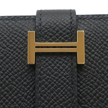 エルメス HERMES ベアンコンパクト ブラック ヴォーエプソン 二つ折り財布 ゴールド金具 黒