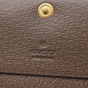 グッチ GUCCI オフィディア GG カードケース 523155 ベージュ×エボニー GGスプリームキャンバス レザー 二つ折り財布 ゴールド金具 ウェブ ストライプ
