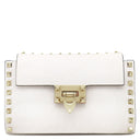 ヴァレンティノ VALENTINO ロックスタッズ クロスボディバッグ ホワイト レザー ショルダーバッグ シャンパンゴールド金具 白 スタッズ ショルダー クラッチ