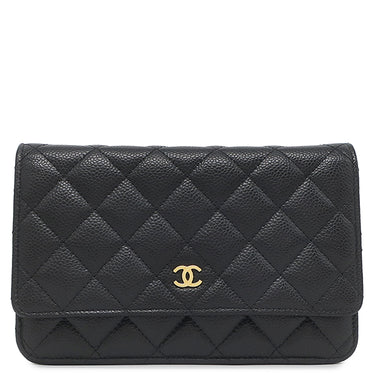 シャネル CHANEL マトラッセ チェーンウォレット AP0250 ブラック キャビアスキン チェーンウォレット ゴールド金具 黒 ココマーク