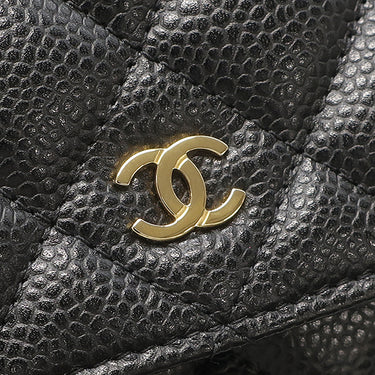シャネル CHANEL マトラッセ チェーンウォレット AP0250 ブラック キャビアスキン チェーンウォレット ゴールド金具 黒 ココマーク