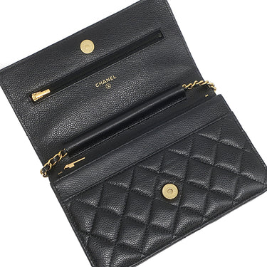 シャネル CHANEL マトラッセ チェーンウォレット AP0250 ブラック キャビアスキン チェーンウォレット ゴールド金具 黒 ココマーク