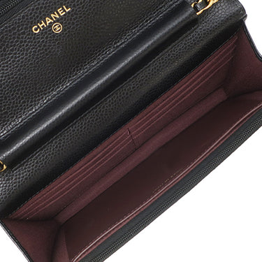 シャネル CHANEL マトラッセ チェーンウォレット AP0250 ブラック キャビアスキン チェーンウォレット ゴールド金具 黒 ココマーク