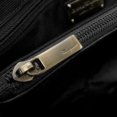 サルヴァトーレ・フェラガモ Salvatore Ferragamo ヴァラリボン AU-21 B665 ブラック レザー キャンバス トートバッグ ブロンズ金具 黒 トート