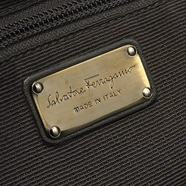 サルヴァトーレ・フェラガモ Salvatore Ferragamo ヴァラリボン AU-21 B665 ブラック レザー キャンバス トートバッグ ブロンズ金具 黒 トート