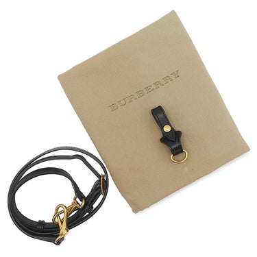 バーバリー BURBERRY ズタッズ ミディアム バナー トートバッグ ブラック レザー 2WAYバッグ ゴールド金具 黒