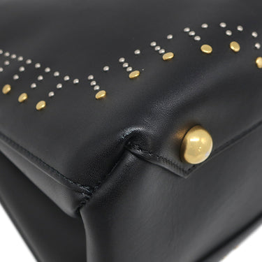 バーバリー BURBERRY ズタッズ ミディアム バナー トートバッグ ブラック レザー 2WAYバッグ ゴールド金具 黒