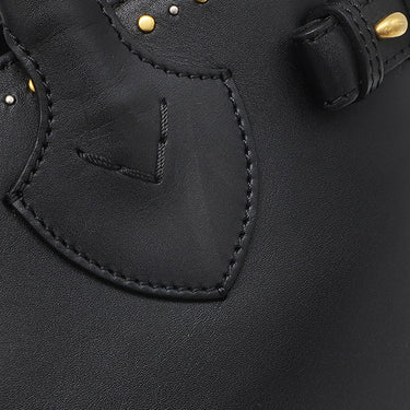 バーバリー BURBERRY ズタッズ ミディアム バナー トートバッグ ブラック レザー 2WAYバッグ ゴールド金具 黒