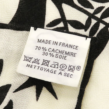 エルメス HERMES ショール カレ140 CARRE ホワイト×ブラック カシミヤ シルク ストール 【LE CHARME D'ORPHEE/オルフェウスの魅力に誘われて】
