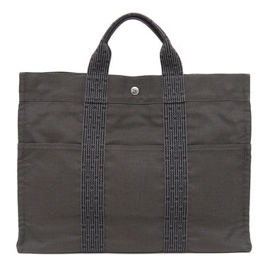 エルメス HERMES エールライントート MM グレー キャンバス トートバッグ シルバー金具 鍵 カデナ欠品